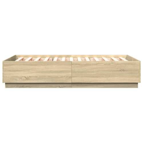 Okvir kreveta s LED svjetlima boja hrasta 150 x 200 cm drveni - sonoma hrast 150 x 200 cm Cijena