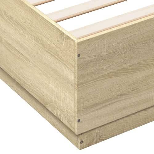 Okvir kreveta s LED svjetlima boja hrasta 150 x 200 cm drveni - sonoma hrast 150 x 200 cm Cijena