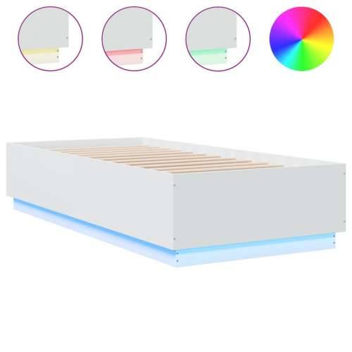 Okvir za krevet s LED svjetlima bijeli 100 x 200 cm drveni - Bijela 100 x 200 cm Cijena