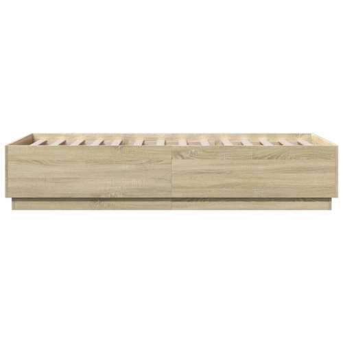 Okvir za krevet s LED svjetlima boja hrasta 100 x 200 cm drveni - sonoma hrast 100 x 200 cm Cijena