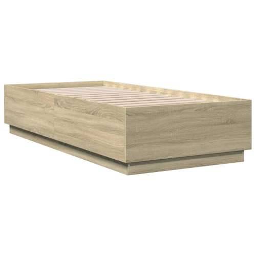 Okvir za krevet s LED svjetlima boja hrasta 100 x 200 cm drveni - sonoma hrast 100 x 200 cm Cijena