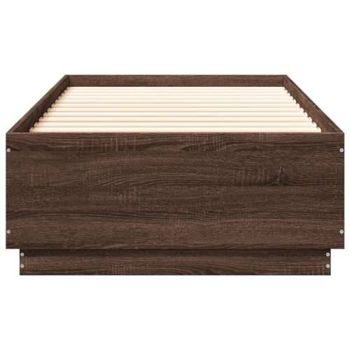 Okvir za krevet s LED svjetlima boja hrasta 90 x 200 cm drveni - Smeđi hrast 90 x 200 cm Cijena