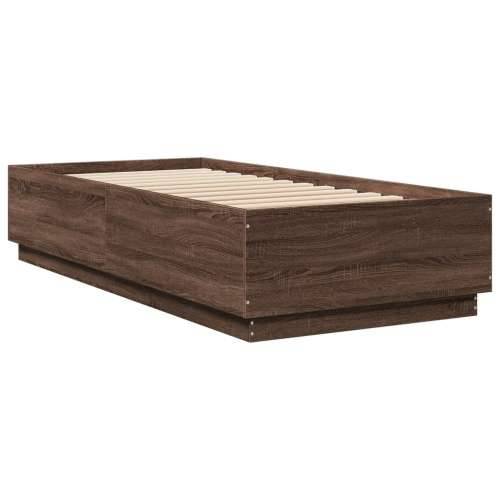 Okvir za krevet s LED svjetlima boja hrasta 90 x 200 cm drveni - Smeđi hrast 90 x 200 cm Cijena