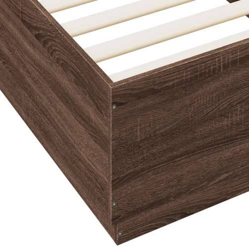 Okvir za krevet s LED svjetlima boja hrasta 90 x 200 cm drveni - Smeđi hrast 90 x 200 cm Cijena