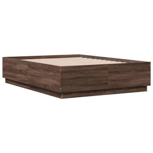 Okvir za krevet s LED svjetlima boja hrasta 120 x 190 cm drveni - Smeđi hrast 120 x 190 cm Cijena
