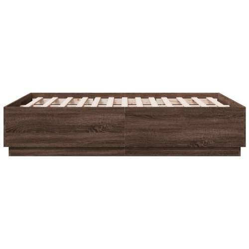 Okvir za krevet s LED svjetlima boja hrasta 120 x 190 cm drveni - Smeđi hrast 120 x 190 cm Cijena
