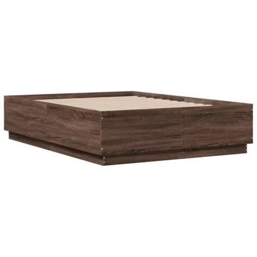 Okvir za krevet s LED svjetlima boja hrasta 120 x 190 cm drveni - Smeđi hrast 120 x 190 cm Cijena