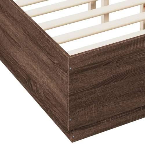 Okvir za krevet s LED svjetlima boja hrasta 120 x 190 cm drveni - Smeđi hrast 120 x 190 cm Cijena