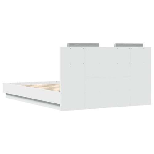 Okvir kreveta s uzglavljem bijeli 135x190 cm konstruirano drvo - Bijela 135 x 190 cm Cijena