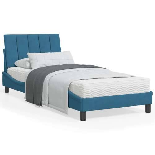 Okvir kreveta s LED svjetlima plavi 90 x 190 cm baršunasti - Plava 90 x 190 cm Cijena