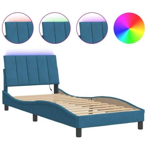 Okvir kreveta s LED svjetlima plavi 90 x 190 cm baršunasti - Plava 90 x 190 cm Cijena