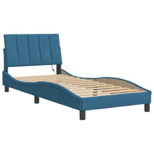 Okvir kreveta s LED svjetlima plavi 90 x 190 cm baršunasti - Plava 90 x 190 cm Cijena
