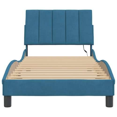 Okvir kreveta s LED svjetlima plavi 90 x 190 cm baršunasti - Plava 90 x 190 cm Cijena
