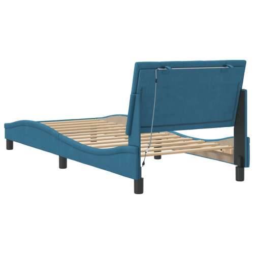 Okvir kreveta s LED svjetlima plavi 90 x 190 cm baršunasti - Plava 90 x 190 cm Cijena