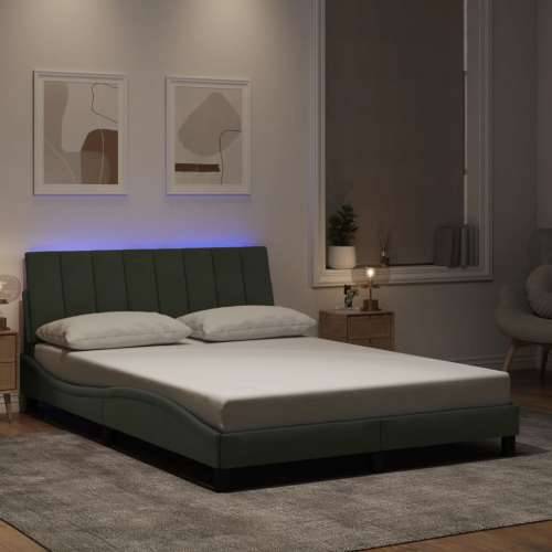 Okvir kreveta s LED svjetlima svjetlosivi 120x200 cm baršunasti - Svjetlosiva 120 x 200 cm Cijena