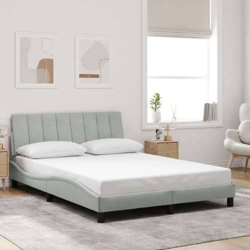 Okvir kreveta s LED svjetlima svjetlosivi 120x200 cm baršunasti - Svjetlosiva 120 x 200 cm Cijena