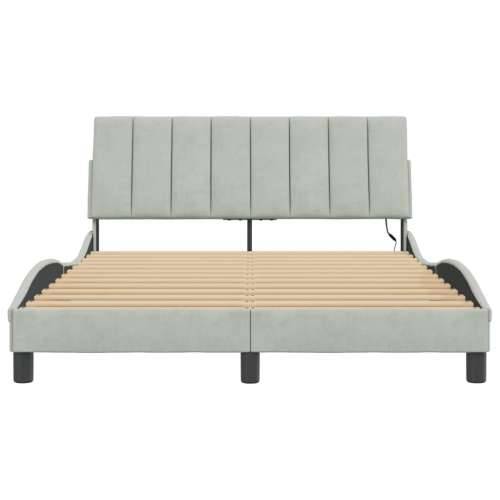Okvir kreveta s LED svjetlima svjetlosivi 120x200 cm baršunasti - Svjetlosiva 120 x 200 cm Cijena