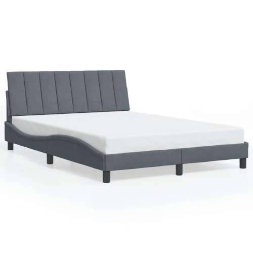 Okvir kreveta s LED svjetlima tamnosivi 140x190 cm baršunasti - Tamno siva 140 x 190 cm Cijena