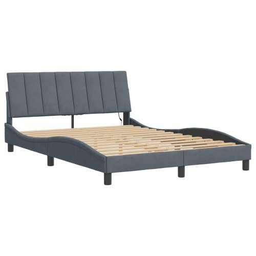 Okvir kreveta s LED svjetlima tamnosivi 140x190 cm baršunasti - Tamno siva 140 x 190 cm Cijena