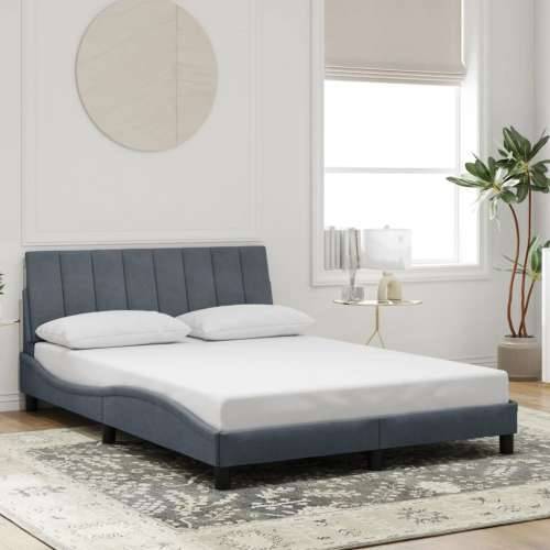 Okvir kreveta s LED svjetlima tamnosivi 140x190 cm baršunasti - Tamno siva 140 x 190 cm Cijena