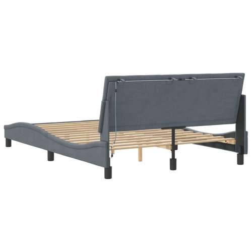 Okvir kreveta s LED svjetlima tamnosivi 140x190 cm baršunasti - Tamno siva 140 x 190 cm Cijena