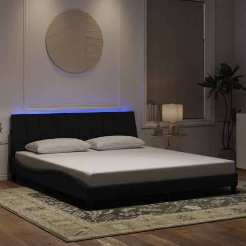 Okvir kreveta s LED svjetlima crni 180 x 200 cm baršunasti - Crna 180 x 200 cm Cijena