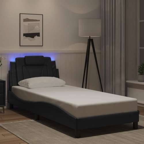 Okvir kreveta s LED svjetlima crni 80 x 200 cm od umjetne kože - Crna 80 x 200 cm Cijena