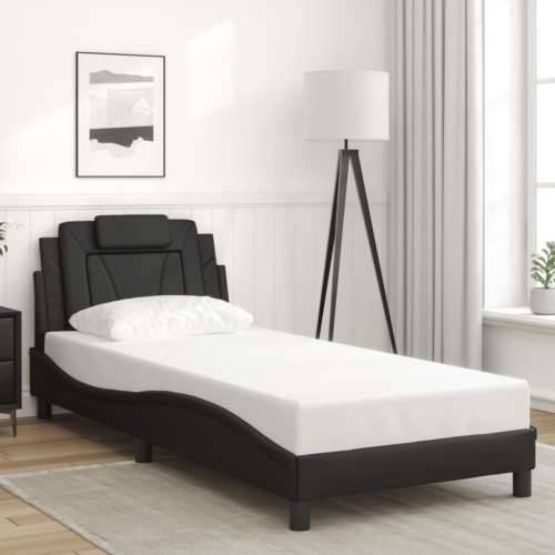 Okvir kreveta s LED svjetlima crni 90 x 200 cm od umjetne kože - Crna 90 x 200 cm Cijena