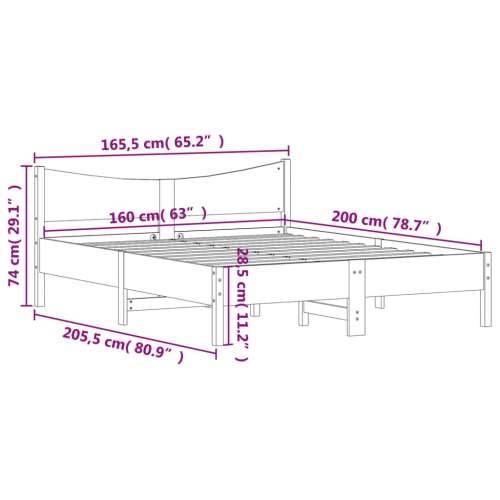 Okvir kreveta bez madraca 160 x 200 cm od masivne borovine - Prirodna boja bora 160 x 200 cm Cijena
