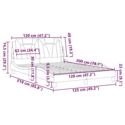 Okvir za krevet s uzglavljem sivi 120x200 cm od umjetne kože - Siva 120 x 200 cm Cijena