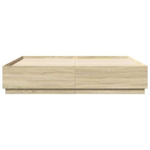 Okvir za krevet s LED svjetlima boja hrasta 180 x 200 cm drveni - sonoma hrast 180 x 200 cm Cijena