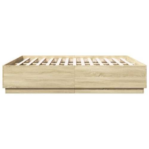 Okvir za krevet s LED svjetlima boja hrasta 180 x 200 cm drveni - sonoma hrast 180 x 200 cm Cijena