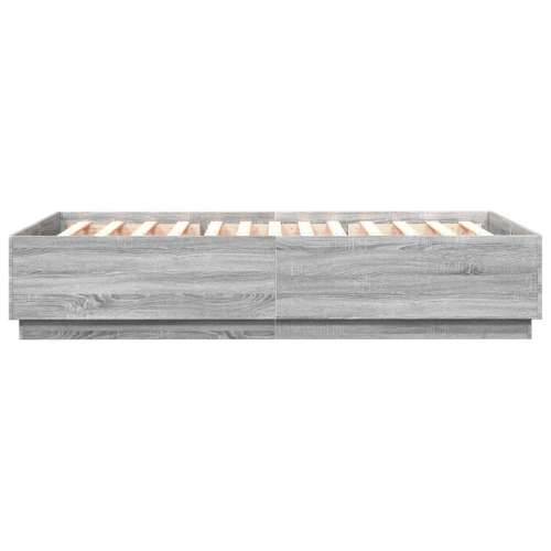 Okvir za krevet s LED svjetlima boja hrasta 150 x 200 cm drveni - Sivi hrast sonoma 150 x 200 cm Cijena
