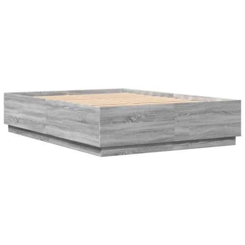 Okvir za krevet s LED svjetlima boja hrasta 140 x 200 cm drveni - Sivi hrast sonoma 140 x 200 cm Cijena