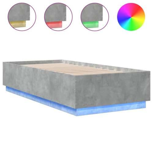 Okvir kreveta s LED svjetlima boja betona 90 x 200 cm drveni - Beton siva 90 x 200 cm Cijena