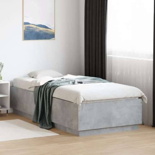 Okvir kreveta s LED svjetlima boja betona 90 x 200 cm drveni - Beton siva 90 x 200 cm Cijena