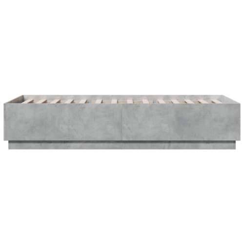 Okvir kreveta s LED svjetlima boja betona 90 x 200 cm drveni - Beton siva 90 x 200 cm Cijena