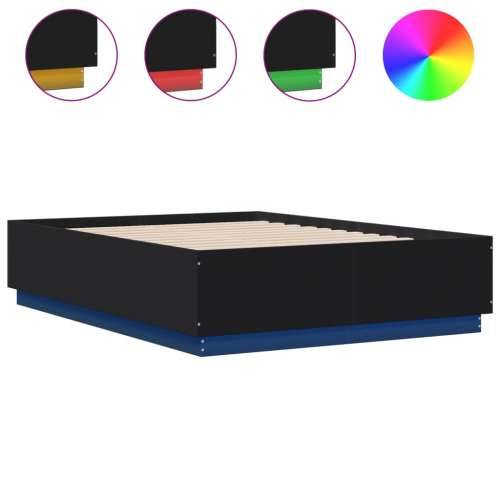 Okvir za krevet s LED svjetlima crni 120 x 190 cm drveni - Crna 120 x 190 cm Cijena