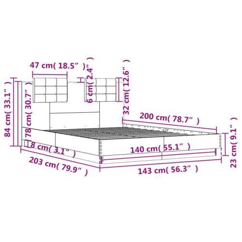 Okvir za krevet s uzglavljem bijeli 140x200cm konstruirano drvo - Bijela 140 x 200 cm Cijena