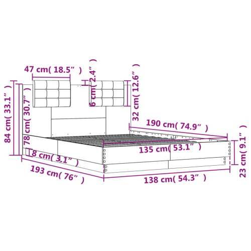 Okvir za krevet s uzglavljem boja sivog hrasta 135x190 cm Sivi hrast sonoma 135 x 190 cm Cijena