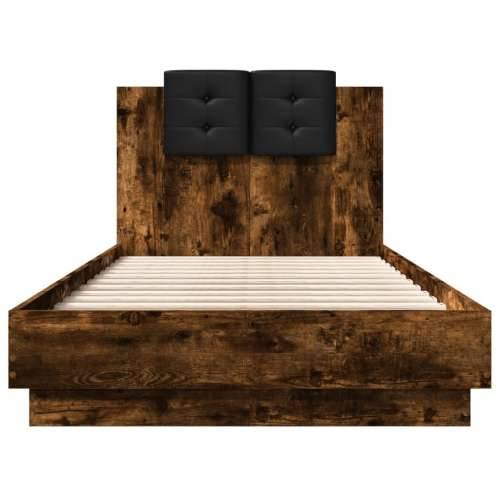 Okvir za krevet s uzglavljem i LED svjetlima boja hrasta - Dimljeni hrast 90 x 190 cm Cijena