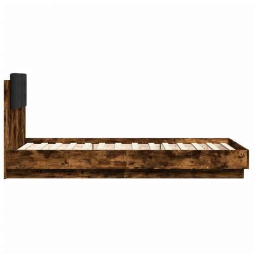 Okvir za krevet s uzglavljem i LED svjetlima boja hrasta - Dimljeni hrast 90 x 190 cm Cijena