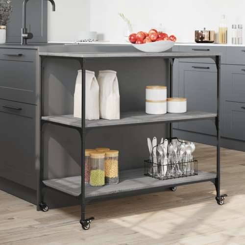 Kuhinjska kolica boja hrasta 102 x 50 x 95 cm konstruirano drvo - Sivi hrast sonoma Cijena