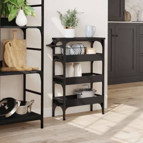 Kuhinjska kolica crna 53 x 20 x 76 cm od konstruiranog drva - Crna Cijena