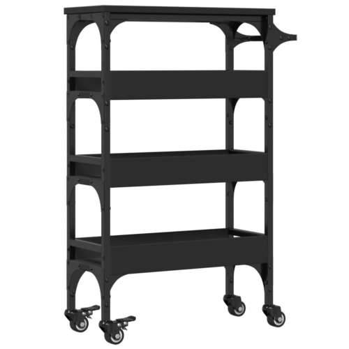Kuhinjska kolica crna 53 x 20 x 76 cm od konstruiranog drva - Crna Cijena