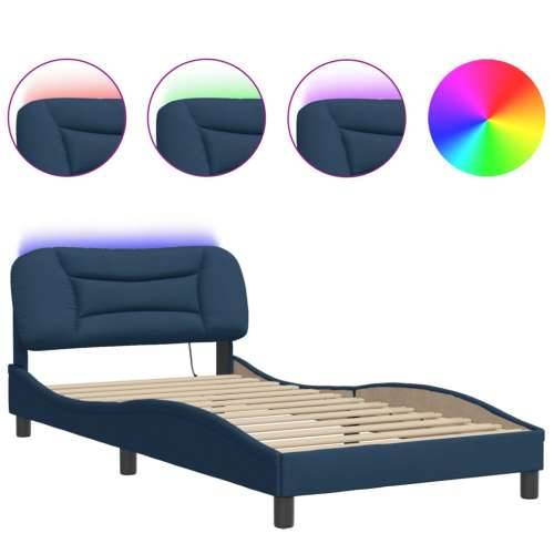 Okvir kreveta s LED-om bez madraca Plava 100x200 cm tkanina - Plava 100 x 200 cm Cijena