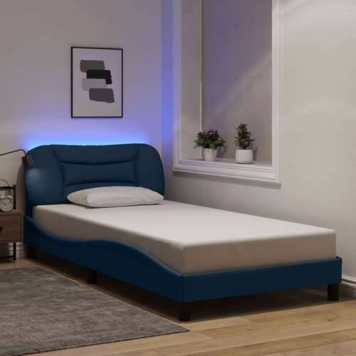 Okvir kreveta s LED-om bez madraca Plava 100x200 cm tkanina - Plava 100 x 200 cm Cijena