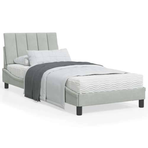 Okvir kreveta s LED svjetlima svjetlosivi 80x200 cm baršunasti - Svjetlosiva 80 x 200 cm Cijena