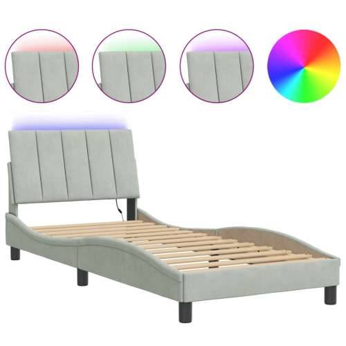 Okvir kreveta s LED svjetlima svjetlosivi 80x200 cm baršunasti - Svjetlosiva 80 x 200 cm Cijena
