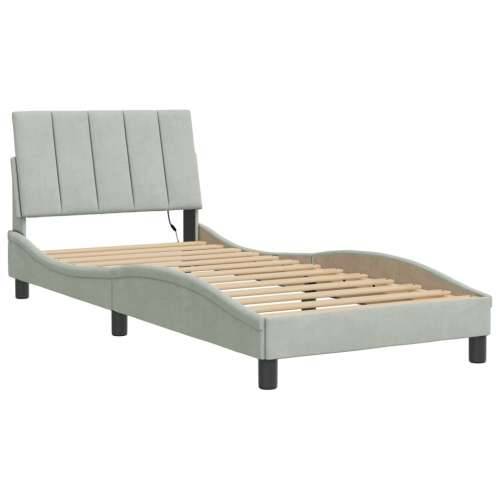 Okvir kreveta s LED svjetlima svjetlosivi 80x200 cm baršunasti - Svjetlosiva 80 x 200 cm Cijena